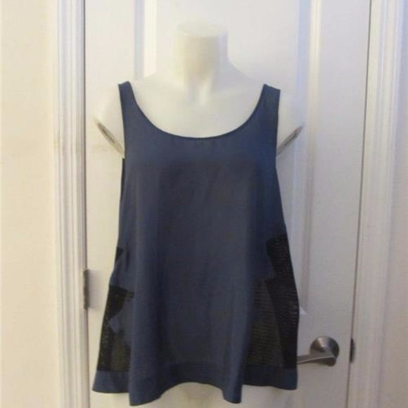 BCBGENERATION NAVY BLUE TOP W/ BLACK MESH SZ M - Picture 1 of 5